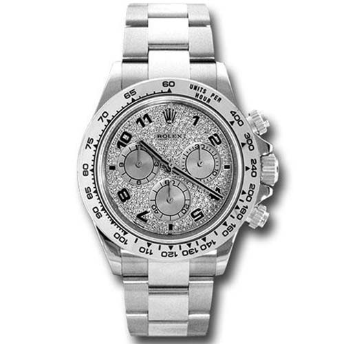 Rolex White Gold Cosmograph Daytona 40 Watch - Pave Diamond Arabic Dial-116509