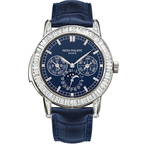 Patek Philippe 5073P-010 Grand Day-Date Annual Calendar Moon Phase 42mm Blue Index Platinum Diamond Set Automatic BRAND NEW