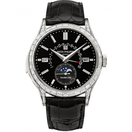 Patek Philippe 5217P-001 Grand Perpetual Calendar Day Month Moon Phase 39.5mm Black Index Platinum Leather Manual BRAND NEW