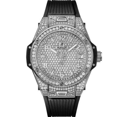 Hublot Big Bang 33mm One Click Stainless Steel Full Pave Watch, 485.SX.9000.RX.1604