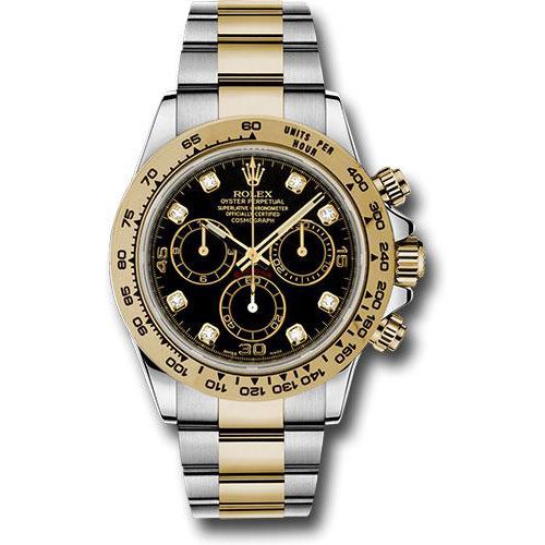 Rolex Yellow Rolesor Cosmograph Daytona 40 Watch - Black Diamond Dial - 116503 bkd
