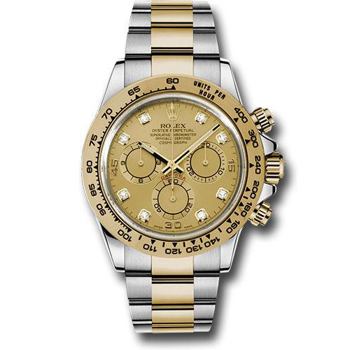 Rolex Yellow Rolesor Cosmograph Daytona 40 Watch - Champagne Diamond Dial - 116503 chd