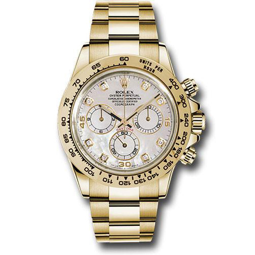 Rolex Yellow Gold Cosmograph Daytona 40 Watch - Mother-Of-Pearl Diamond Dial - 116508 md