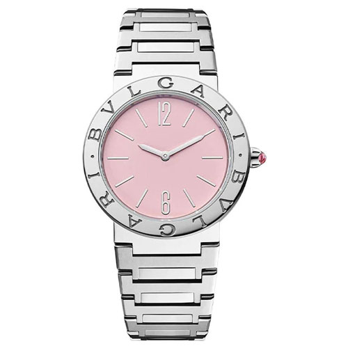 BULGARI BULGARI watch featuring a stainless steel case and bezel engraved with double logo