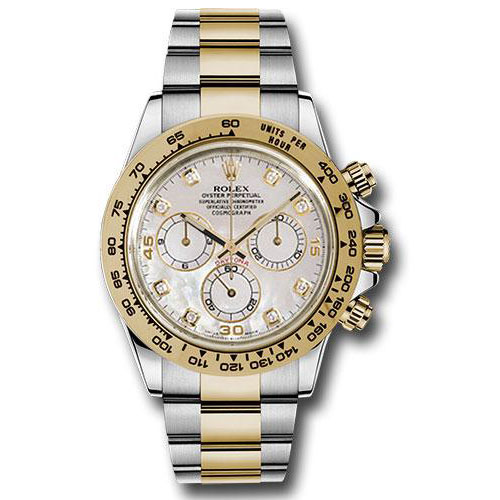 Rolex Yellow Rolesor Cosmograph Daytona 40 Watch - Mother-Of-Pearl Diamond Dial - 116503 md