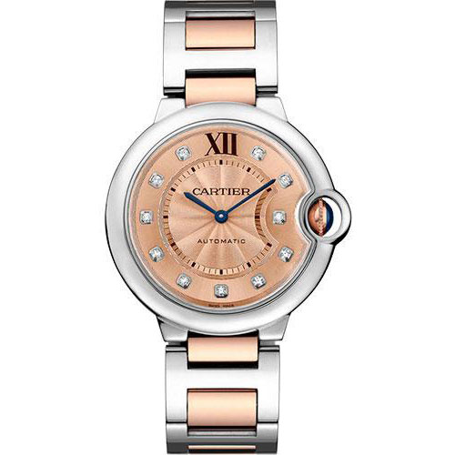 Cartier Ballon Bleu de Cartier Watch - 36.6 mm Steel And Pink Gold Case - Pink Gold Dial - WE902054