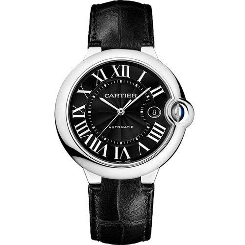 Cartier Ballon Bleu De Cartier Watch - 42.1 mm Steel Case - Black Dial - Black Alligator Strap - WSBB0003