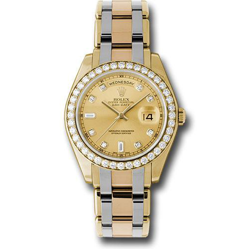 Rolex Yellow Gold Day-Date Special Edition 39 Watch - 40 Diamond Bezel - Champagne Diamond Dial - 18948tri chd