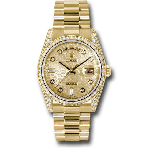 Rolex Yellow Gold Day-Date 36 Watch -  Bezel - Champagne Jubilee Diamond Dial - President Bracelet - 118388 chjdp