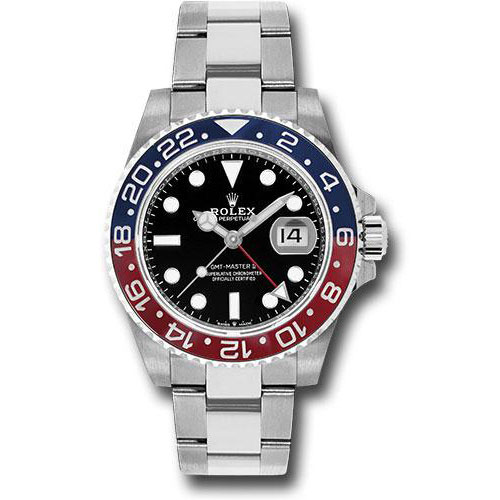 Rolex Rolex Steel GMT-Master II 40 Watch - Blue And Red Pepsi Bezel - Black Dial - Oyster Bracelet - 126710BLRO o