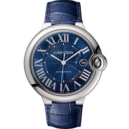 Cartier Ballon Bleu de Cartier Watch - 42 mm Steel Case - Blue Dial - Blue Alligator Strap - WSBB0025