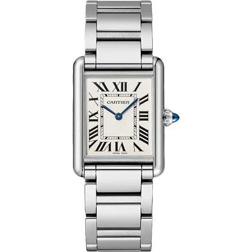 Cartier Tank Must Watch - 33.7 mm x 25.5 mm Steel Case - Silvered Dial - Interchangeable Bracelet - WSTA0052