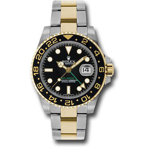 Rolex Steel Date GMT-Master II 40 Watch - Black Bezel - Black Dial - Oyster Bracelet - 116713LN