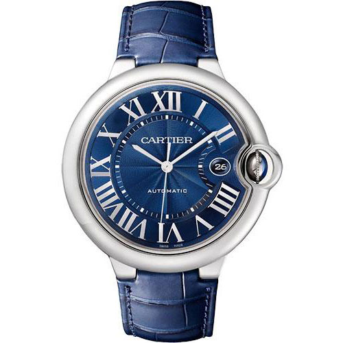 Cartier Ballon Bleu de Cartier Watch - 42 mm Steel Case - Blue Dial - Blue Leather Strap - WSBB0027