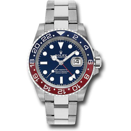 Rolex White Gold GMT-Master II 40 Watch - Blue and Red Pepsi Bezel - Blue Dial - Oyster Bracelet - 126719BLRO bl