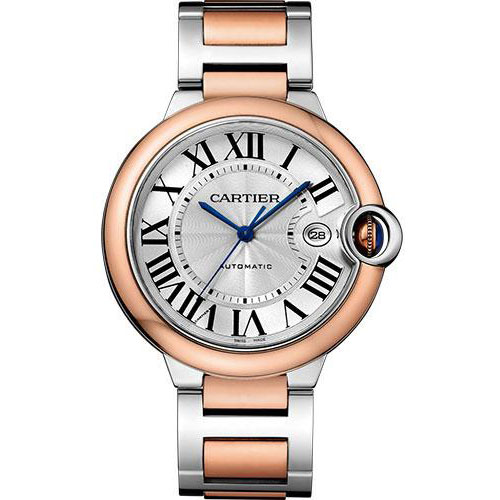 Cartier Ballon Bleu de Cartier Watch - 42 mm Steel Case - Pink Gold Bezel - Pink Gold And Steel Bracelet - W2BB0004