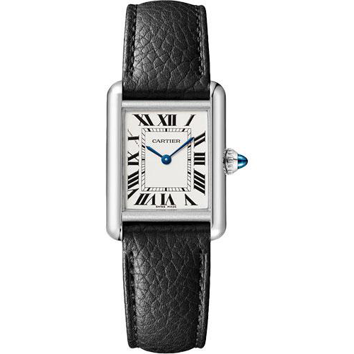 Cartier Tank Must Watch - 29.5 mm x 22 mm Steel Case - Silvered Dial - Interchangeable Black Grained Calfskin Strap - WSTA0042
