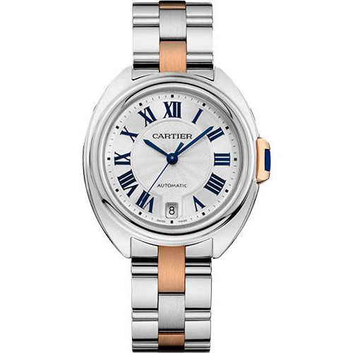 Cartier Cle De Cartier Watch - 35 mm Steel Case - Silvered Dial - Steel And Pink Gold Bracelet - W2CL0003