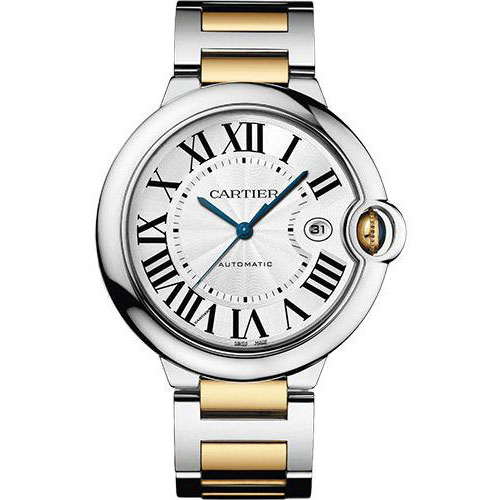Cartier Ballon Bleu de Cartier Watch - 42 mm Steel and Yellow Gold Case - Silvered Dial - Interchangeable Two-Tone Bracelet - W2BB0031