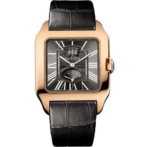 Cartier Santos Dumont Power Reserve Watch - 38 mm Pink Gold Case - Gray Dial - Gray Alligator Strap - W2020068