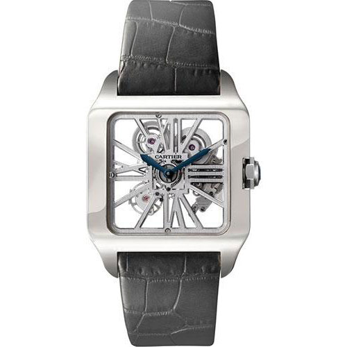 Cartier Santos-Dumont Watch - Large White Gold Case - Nickel Silver Dial - Alligator Strap - W2020033
