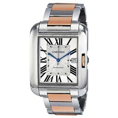 Cartier Tank Anglaise Watch - Large Steel And Pink Gold Case - W5310006
