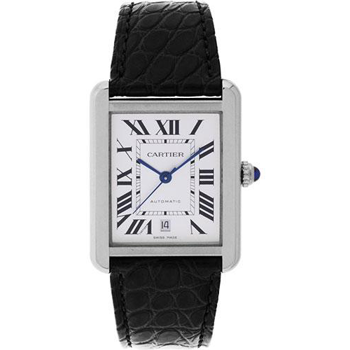 Cartier Tank Solo Extra Large Model Watch - 31 x 40.85 mm Steel Case - Black Alligator Strap - W5200027