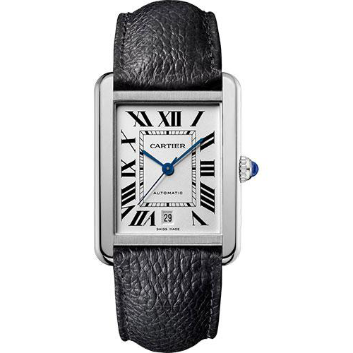 Cartier Tank Solo Watch - 31 mm Steel Case - Black Grained Calfskin Strap - WSTA0029