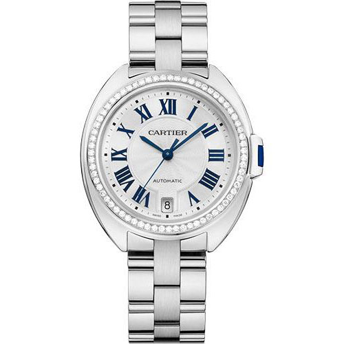 Cartier Cle de Cartier Watch - 35 mm White Gold Diamond Case - White Dial - WJCL0044