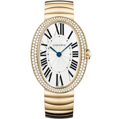 Cartier Baignoire Watch - Large Pink Gold Diamond Case - Gold Bracelet - WB520003