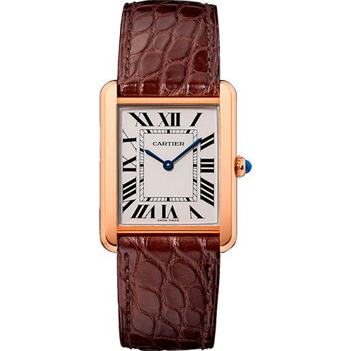 Cartier Tank Solo Watch - 34.8 mm Pink Gold Case - Brown Alligator Strap - W5200025