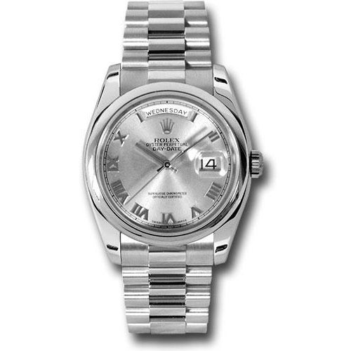 Rolex Platinum Day-Date 36 Watch - Domed Bezel - Meteorite Diamond Dial - President Bracelet - 118206 mtdp