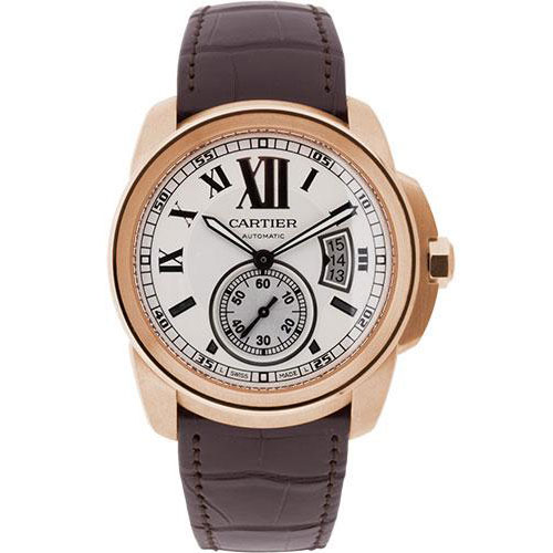 Cartier Calibre de Cartier Watch - 42 mm Pink Gold Case - Snailed Dial - Alligator Strap - W7100009