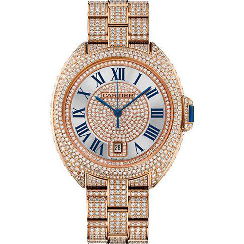 Cartier Cle de Cartier Watch - 40 mm Pink Gold Diamond Case - Pink Gold Diamond Dial - Diamond Bracelet - HPI01041