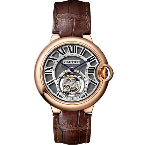 Cartier Ballon Bleu De Cartier Watch - 39 mm Pink Gold Case - Grey Dial - Brown Alligator Strap - W6920104