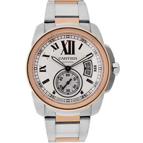 Cartier Calibre de Cartier Watch - 42 mm Steel Case - Pink Gold Bezel - Partly Snailed Dial - W7100036