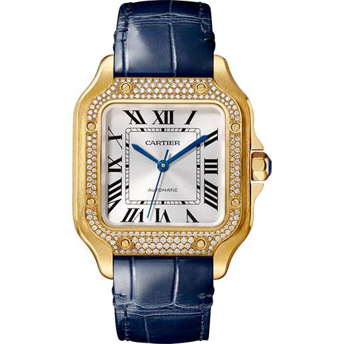 Cartier Santos de Cartier Watch - 35.1 mm Yellow Gold Case - Diamond Bezel - WJSA0008