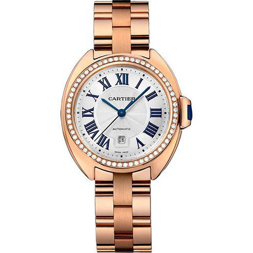 Cartier Cle De Cartier Watch - 31 mm Pink Gold Diamond Case - Diamond Bezel - Silver Dial - WJCL0003
