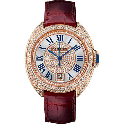 Cartier Cle de Cartier Watch - 40 mm Pink Gold Diamond Case - Pink Gold Diamond Dial - Bourdeau Alligator Strap - WJCL0037