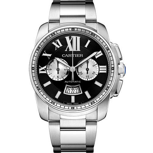 Cartier Calibre de Cartier Chronograph Watch - 42 mm Steel Case - Black Dial - W7100061