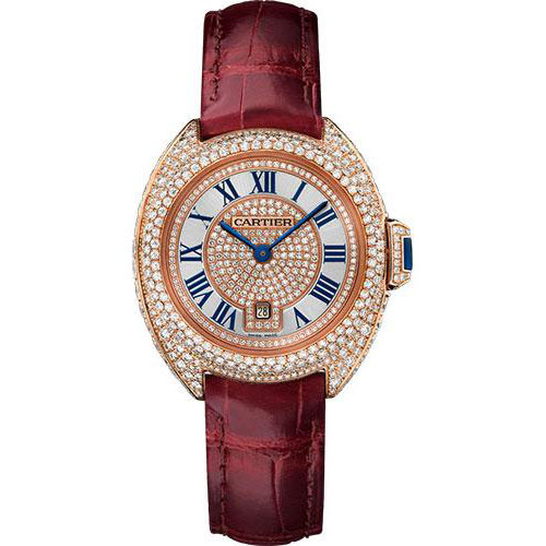 Cartier Cle de Cartier Watch - 31 mm Pink Gold Diamond Case - Pink Gold Diamond Dial - Bourdeau Alligator Strap - WJCL0035