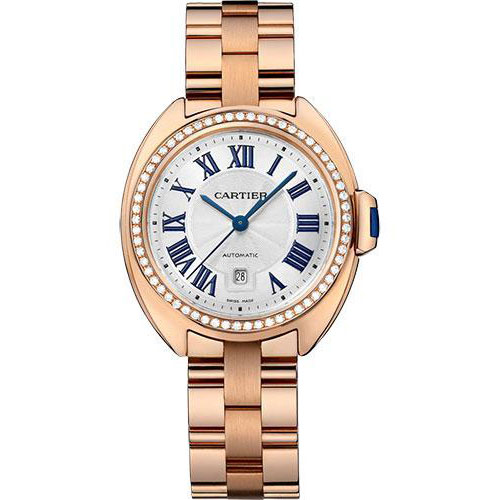 Cartier Cle de Cartier Watch - 31 mm Pink Gold Diamond Case - White Dial - WJCL0046