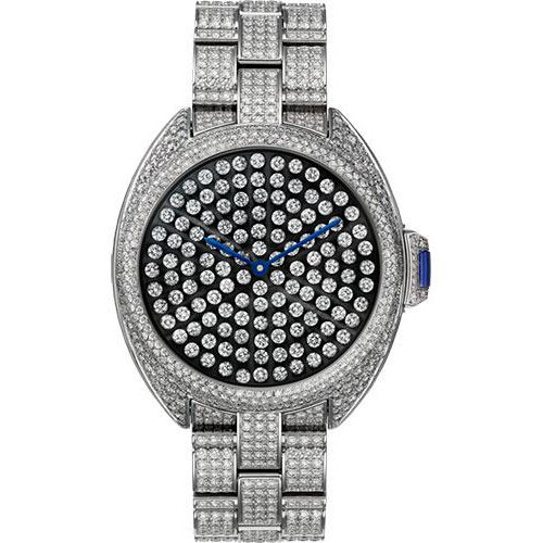 Cartier Cle de Cartier Serti Vibrant Limited Edition of 30 Watch - 40 mm White Gold Diamond Case - White Gold Nac-Treated Dial - Diamond Bracelet - HPI01063