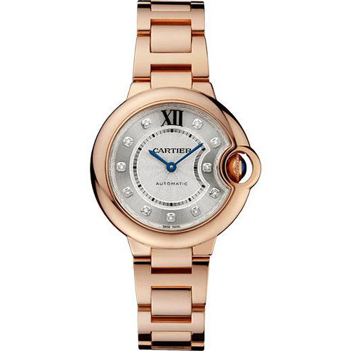 Cartier Ballon Bleu de Cartier Watch - 33 mm Pink Gold Case - Diamond Dial - WE902062