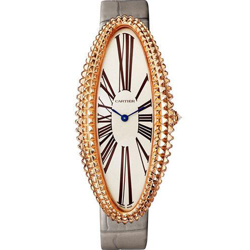Cartier Baignoire Allongee Watch - 52 mm Pink Gold Case - Light Gray Strap - WGBA0010