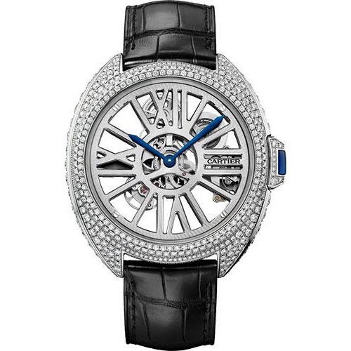 Cartier Cle de Cartier Automatic Skeleton Gem-Set Watch - Palladium Diamond Case - HPI01057