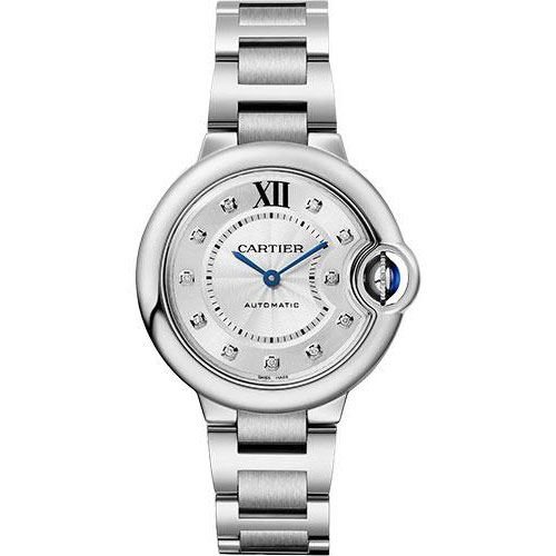 Cartier Ballon Bleu de Cartier Watch - 33 mm Steel Case - Silvered Diamond Dial - Interchangeable Bracelet - W4BB0021