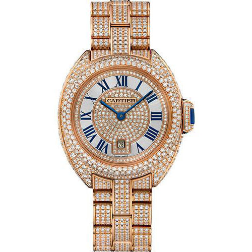 Cartier Cle de Cartier Watch - 31 mm Pink Gold Diamond Case - Pink Gold Diamond Dial - Diamond Bracelet - HPI01039