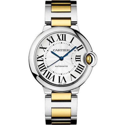Cartier Ballon Bleu de Cartier Watch - 36 mm Steel and Yellow Gold Case - Silvered Dial - Interchangeable Two-Tone Bracelet - W2BB0030
