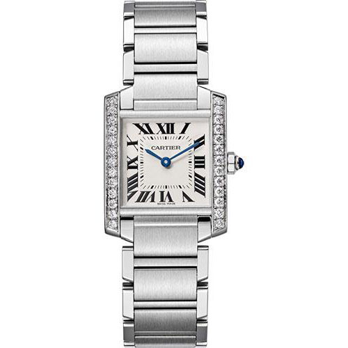 Cartier Tank Francaise Watch - 30 mm Steel Diamond Case - W4TA0009